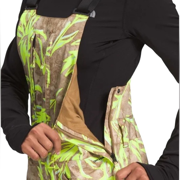 The North Face Freedom Insulated Ski Bib Utility Brown Prairie Print Small NEW - Picture 3 of 16